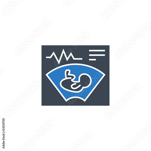 Ultrasound related vector glyph icon. Isolated on white background. Vector illustration.
