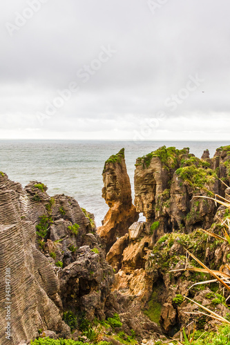 Stone giants. Pancake Rocks. Paparoa national park, South Island, New Zealand