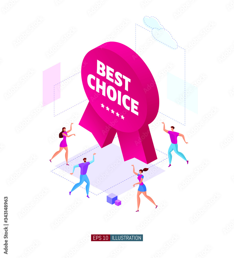 Trendy flat illustration. Customers around product promotion banner. Best choice. Template for your design works. Vector illustration. Trendy flat illustration. Customers around product promotion banner. Best choice. Template for your design works. Vector illustration.
