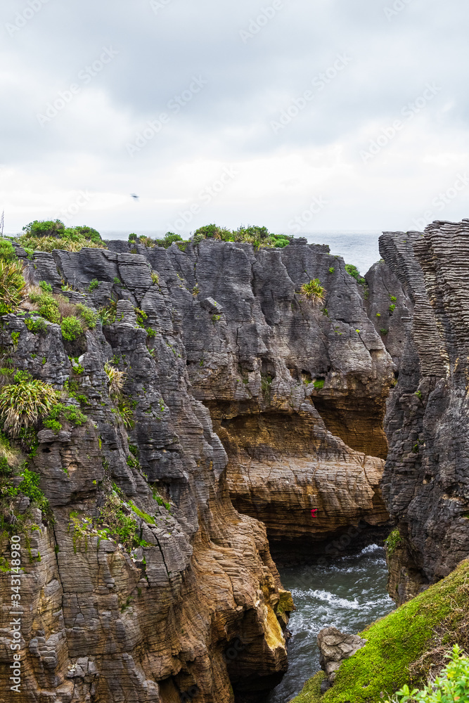 A stone bridge. Pancake Rocks. Paparoa national park, South Island, New Zealand