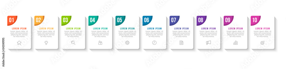 Minimal infographic template design with numbers 10 options or steps.