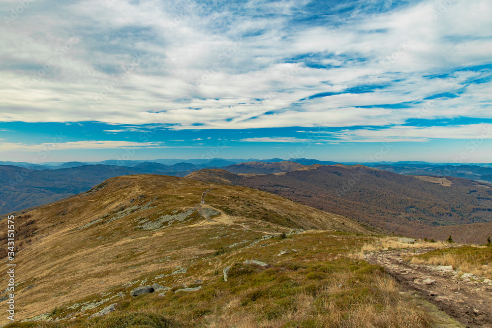 aerial landscape top scenic view on mountain ridge in moody cloudy weather day summer season after rain aerial landscape top scenic view on mountain ridge in moody cloudy weather day summer season after rain