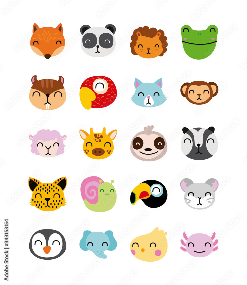 Obraz premium bundle of cute animals characters