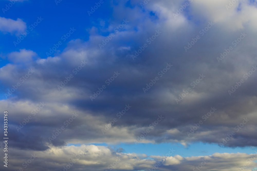 blue sky gray rainy clouds nature background scenic view after rain