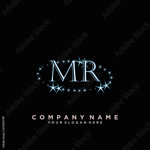 Initial Letter MR Logo With circle Template Vector