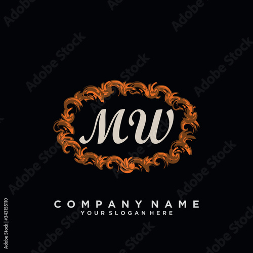 Initial Letter MW Logo With circle Template Vector