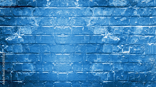 Dark blue rustic brick wall texture background