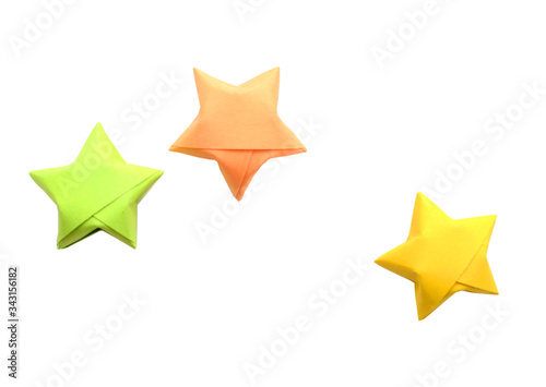 Lucky origami star isolated white background