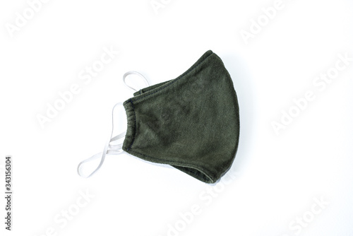 A black cloth mask in a white scene