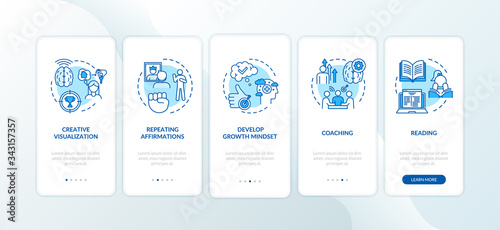 Lifestyle coaching onboarding mobile app page screen with concepts