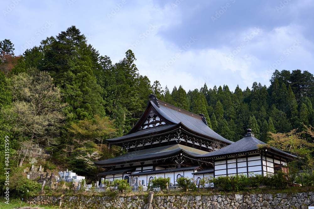 Japanese temple with graves