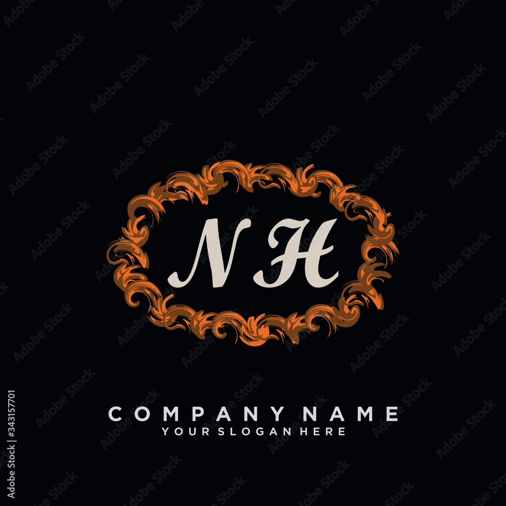 Initial Letter NH Logo With circle Template Vector Initial Letter NH Logo With circle Template Vector