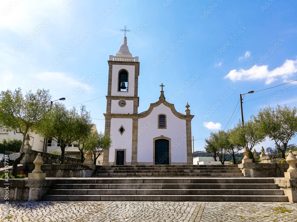 Closed and empty church due to coronavirus pandemic, in Braga, Portugal
