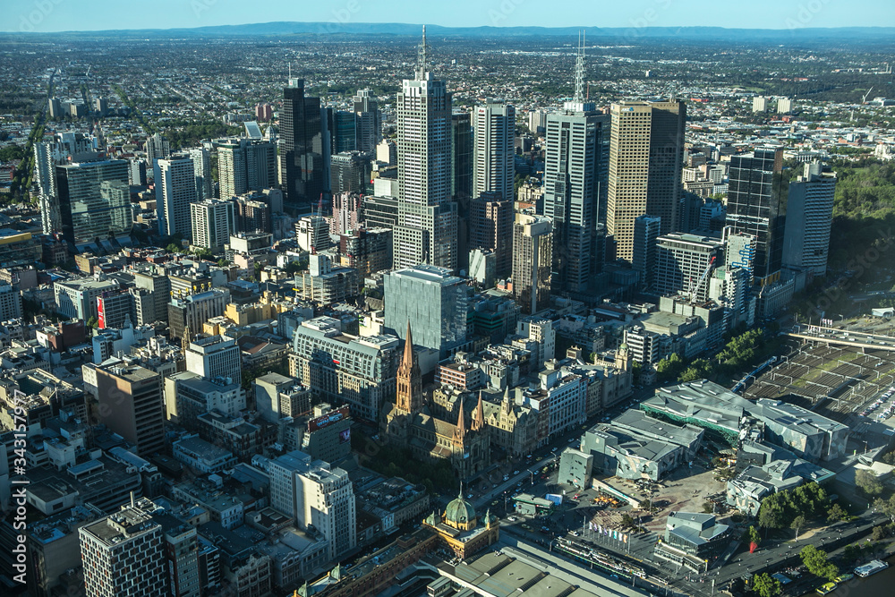 Fototapeta premium Aerial view of downtown Melbourne