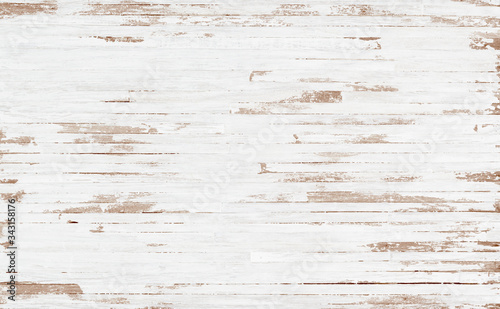 White rustic wood texture background. top view background of light rusty wooden planks. Grunge of weathered painted wooden plank.