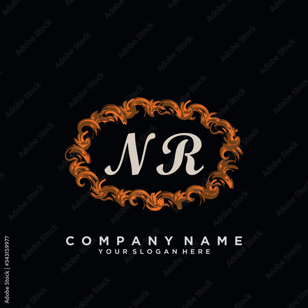 Initial Letter NR Logo With circle Template Vector