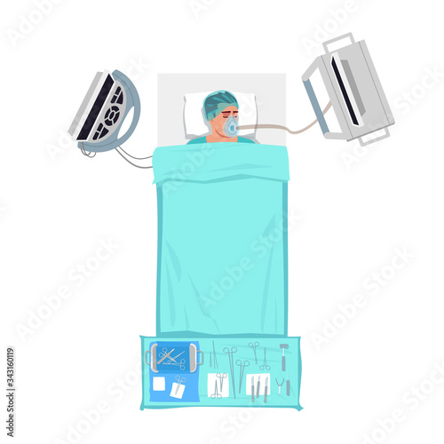 Surgery patient semi flat RGB color vector illustration