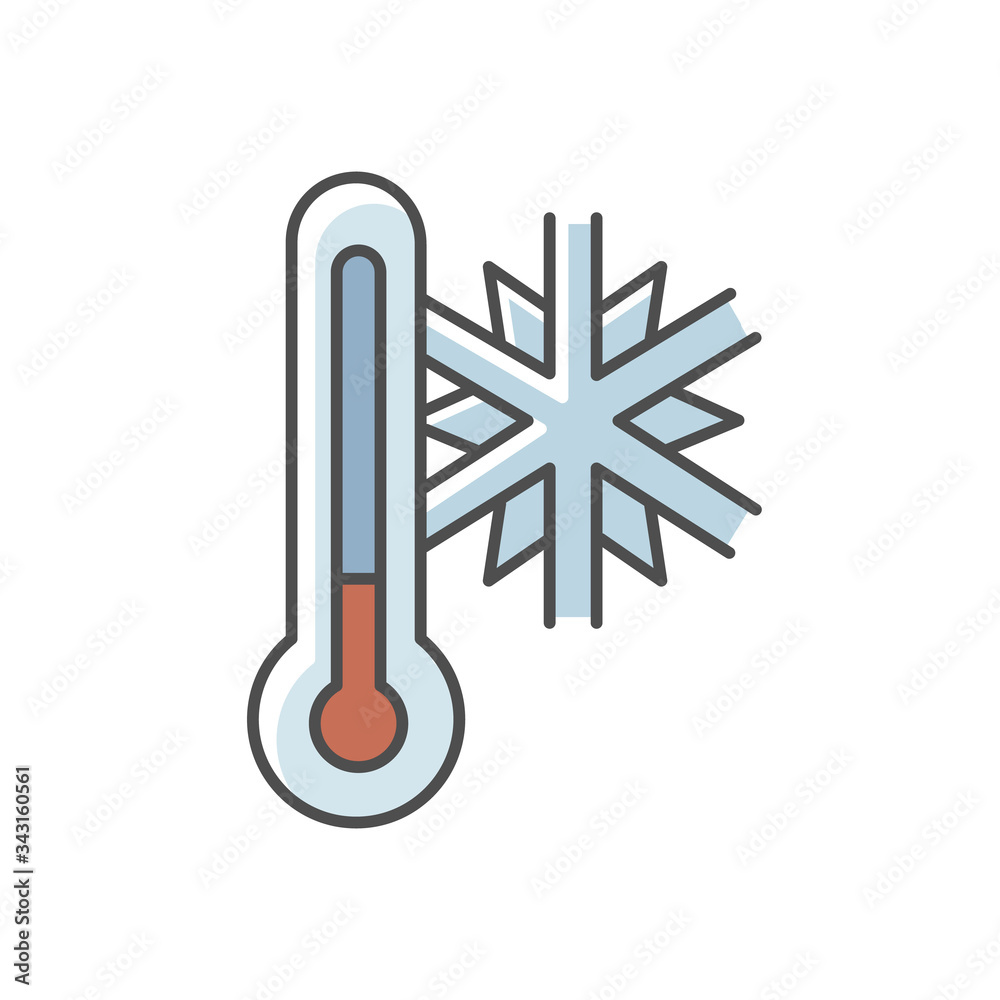 Frigid temperature RGB color icon Frigid temperature RGB color icon