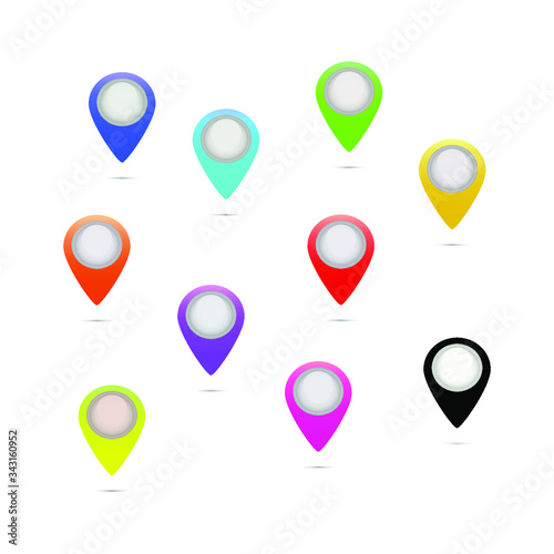 Big set of colored pointers, emblems, logos, buds, business, road, vector illustration 