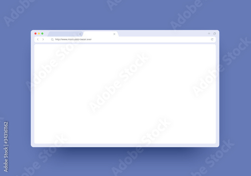 Browser window mockup with empty space for website, laptop and computer. Internet page window concept for desktop, pad and smartphone. Minimalistic clean template isolated on white background.