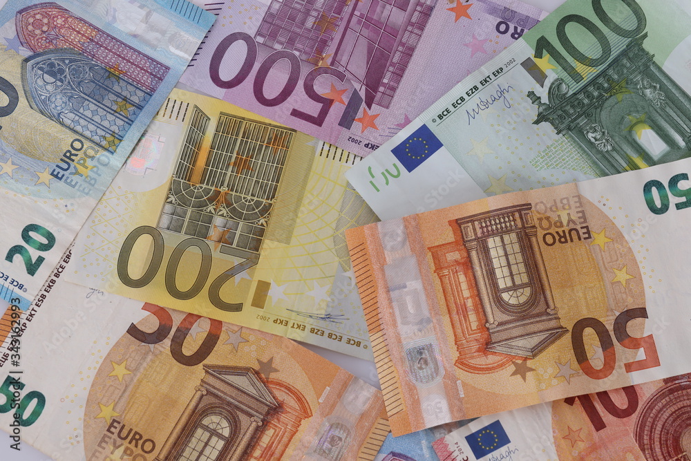 euro bills on table euro bills on table