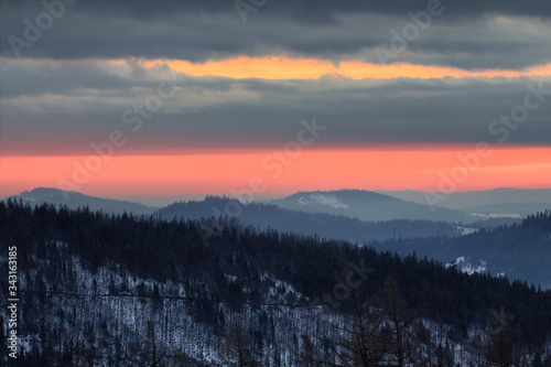 Sunrise at the trail to Pilsko Mountain - Zywiecki Beskids - Poland