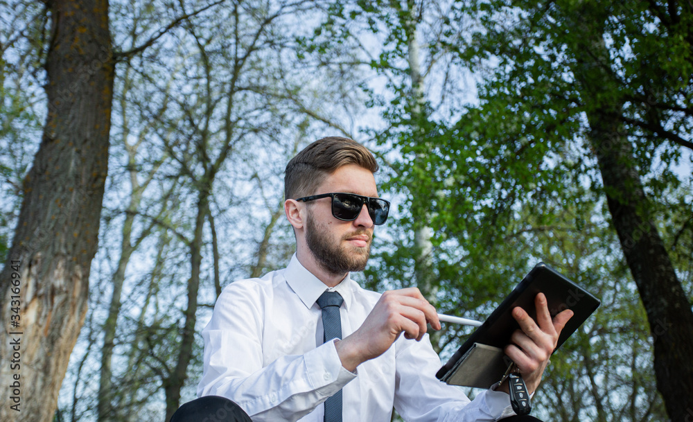 Fototapeta premium Remote work online. Work outside the office