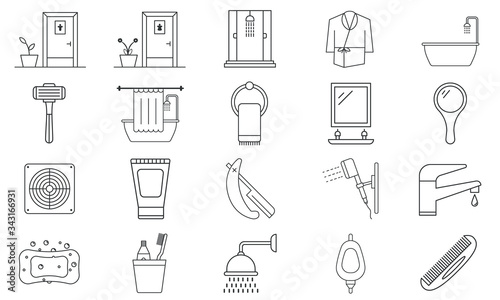 Bathroom objects icon pack, free vector icon set