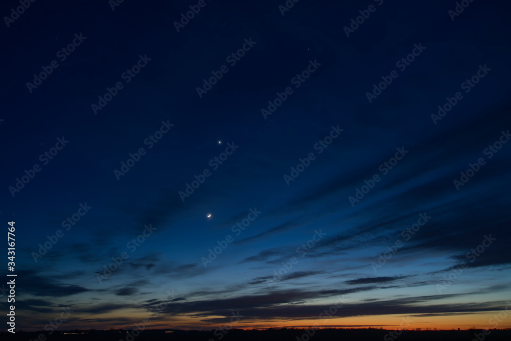 The night sky with clouds and stars The night sky with clouds and stars