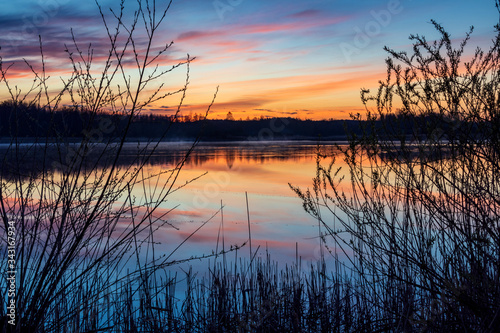 Poranek nad stawami. Stawy Dojlidzkie, Białystok, Podlasie, Polska