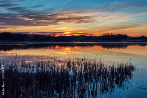 Poranek nad stawami. Stawy Dojlidzkie, Białystok, Podlasie, Polska