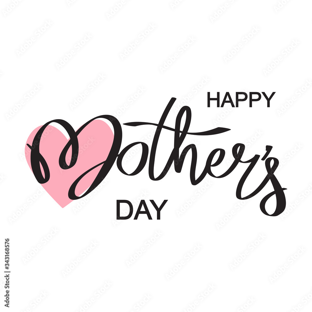 Happy Mother's day postcard. Holiday lettering. Modern brush calligraphy. Isolated on white background
