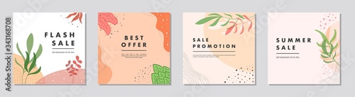 Sale square banner template for social media posts, mobile apps, banners design and web/internet ads. Trendy abstract square template with colorful concept.