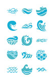 bundle of waves ocean set icons