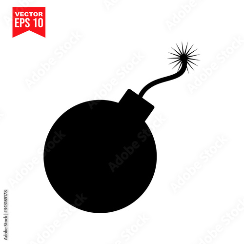 bomb with burning fuse Icon symbol Flat vector illustration for graphic and web design.