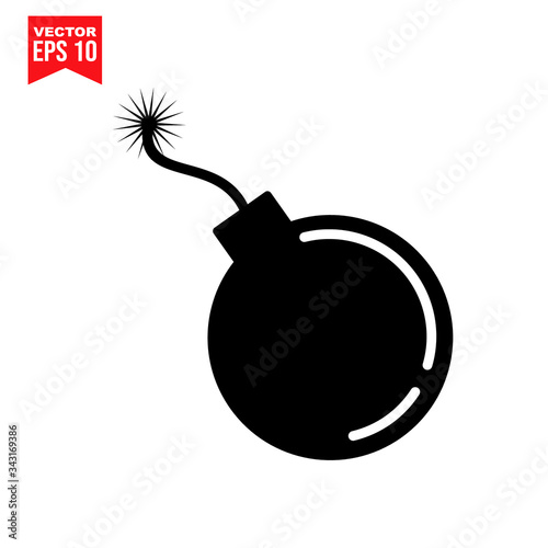 bomb with burning fuse Icon symbol Flat vector illustration for graphic and web design.