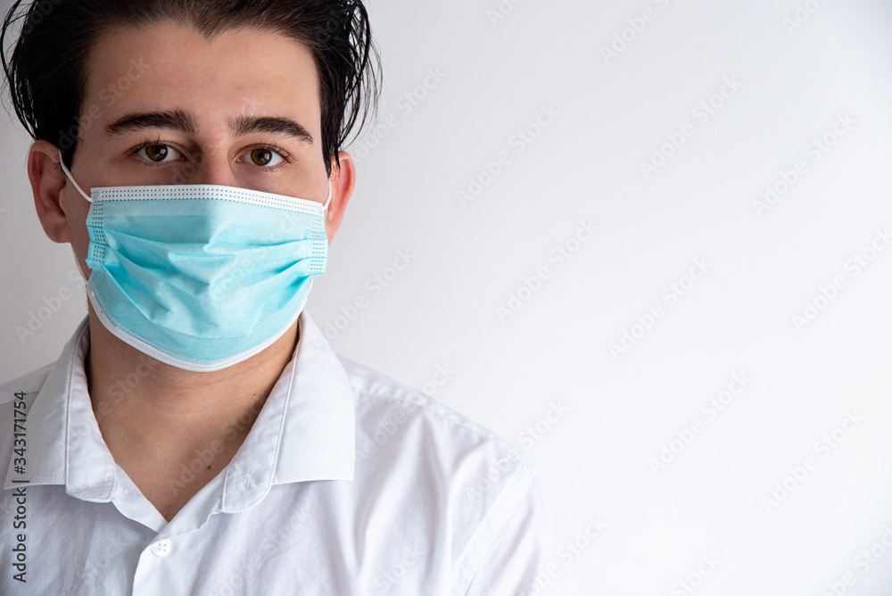 Man with medical mask to protect from coronavirus. Man with medical mask to protect from coronavirus.