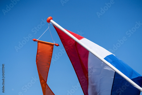 A close up of a dutch national flag