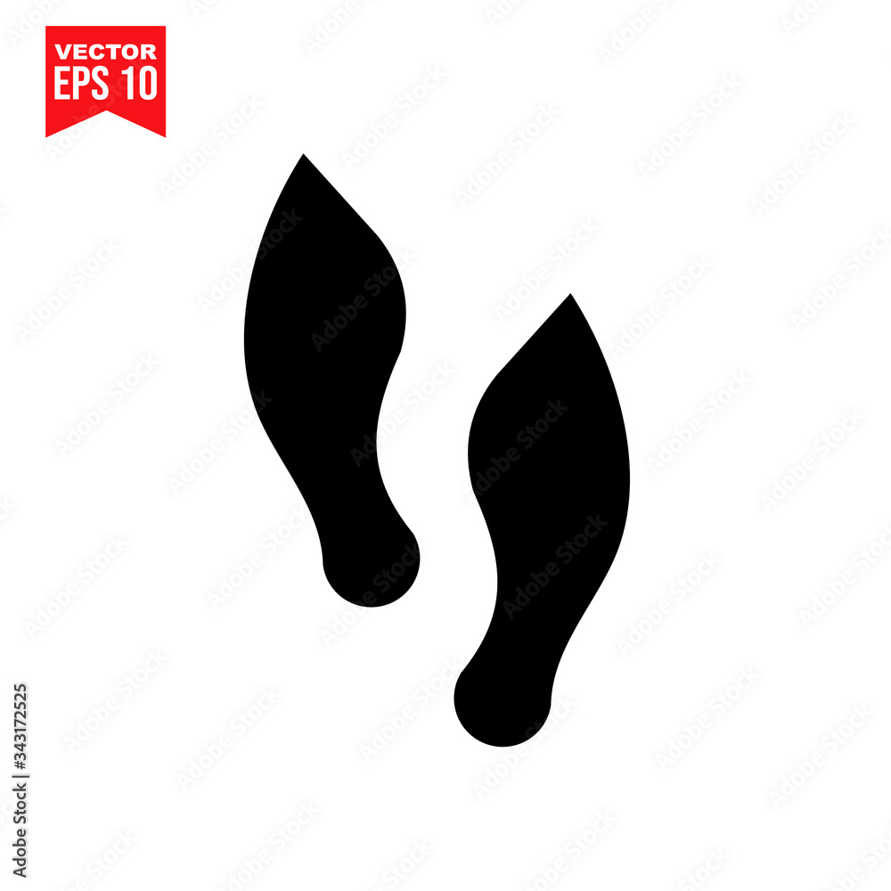 footprints on white background Icon symbol Flat vector illustration for graphic and web design. footprints on white background Icon symbol Flat vector illustration for graphic and web design.