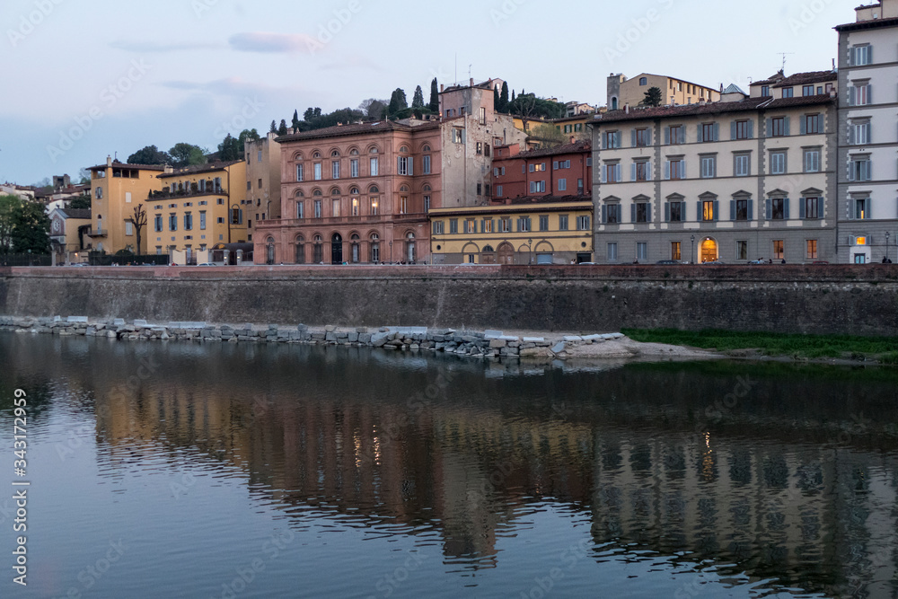 Houses on the dock of the Arno River