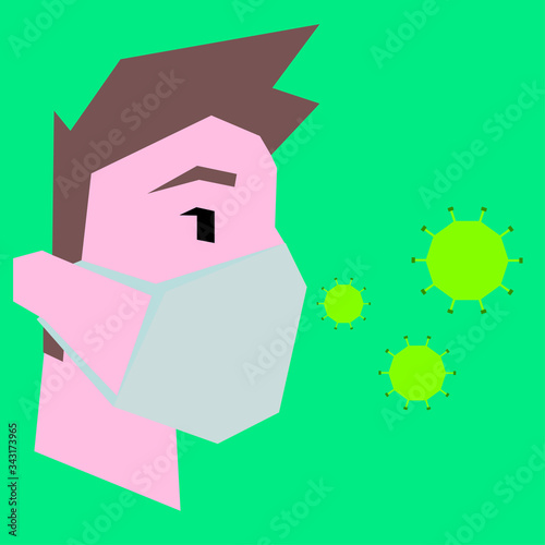 Protezione coronavirus. Maschera protettiva da virus e batteri.