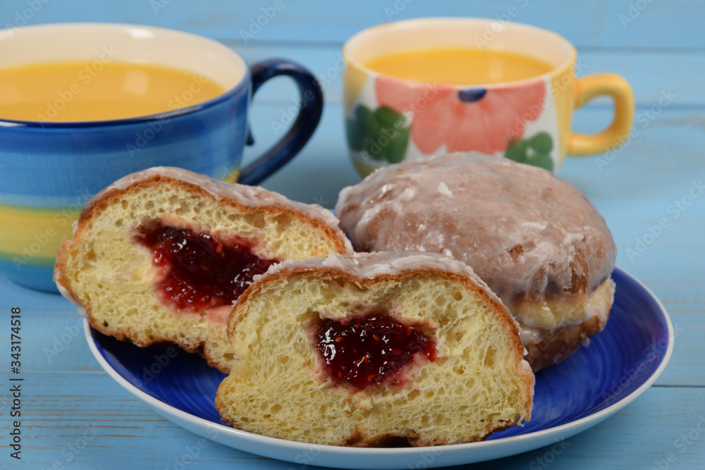 raspberry marmalade inside a baked donut raspberry marmalade inside a baked donut
