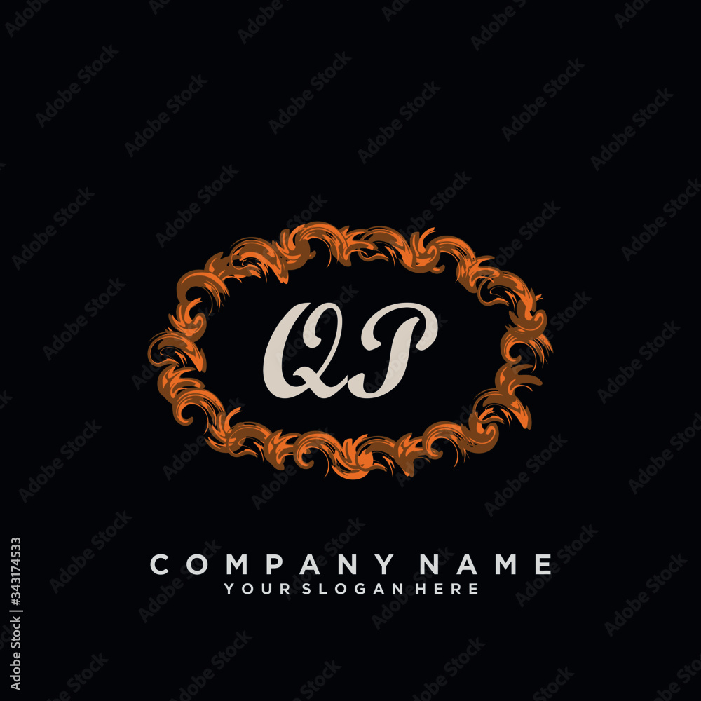 Initial Letter QP Logo With circle Template Vector