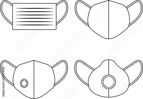Icona maschera protettiva. Protezione corona virus. Protezione da virus e batteri. COVID-19