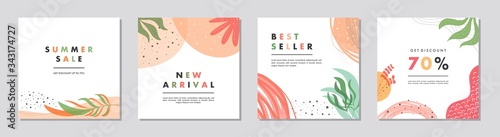 Sale square banner template for social media posts, mobile apps, banners design, web, and internet ads. Trendy abstract square template with colorful concept.