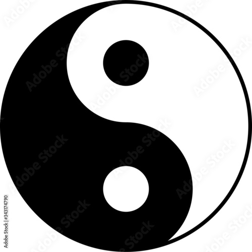 Icona yin e yang. Icona bianco e nero minimal