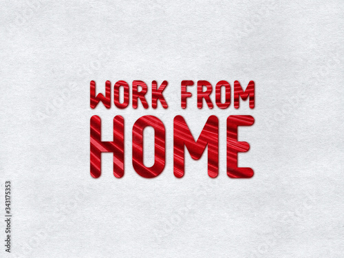 Red "Work from home" icon on grey paper background