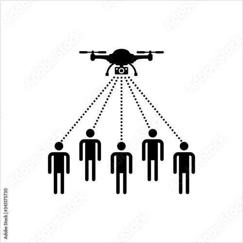 Temperature Sensing Drone Icon, Taking Human Temperature From Above Flying Drone For Disease Detection photo