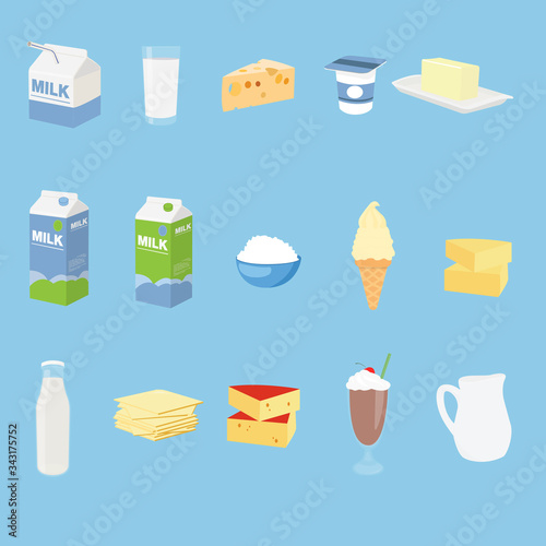 Vector Milk Related Icon Set