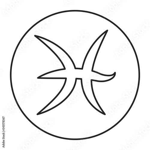 Pisces black line icon. Zodiac sign. Astrology and horoscope. Predictions and human character. Element water. Ruler Neptune. UI UX GUI design element. Editable stroke